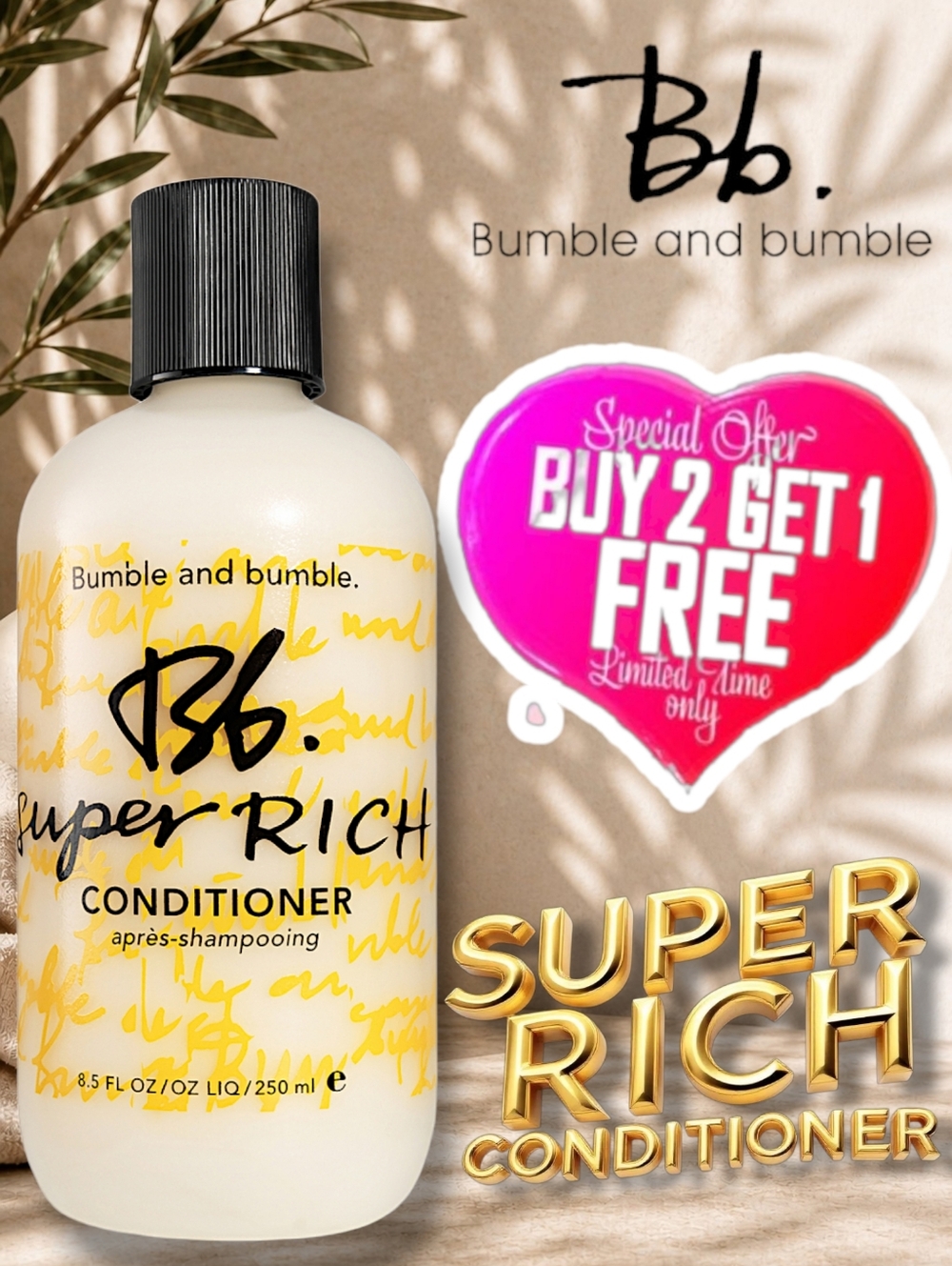 Bumble & Bumble Hair Super Rich Conditioner Detangles Dry Damaged Color Treated